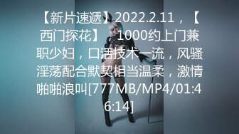 【新片速遞】2022.2.11，【西门探花】，1000约上门兼职少妇，口活技术一流，风骚淫荡配合默契相当温柔，激情啪啪浪叫[777MB/MP4/01:46:14]